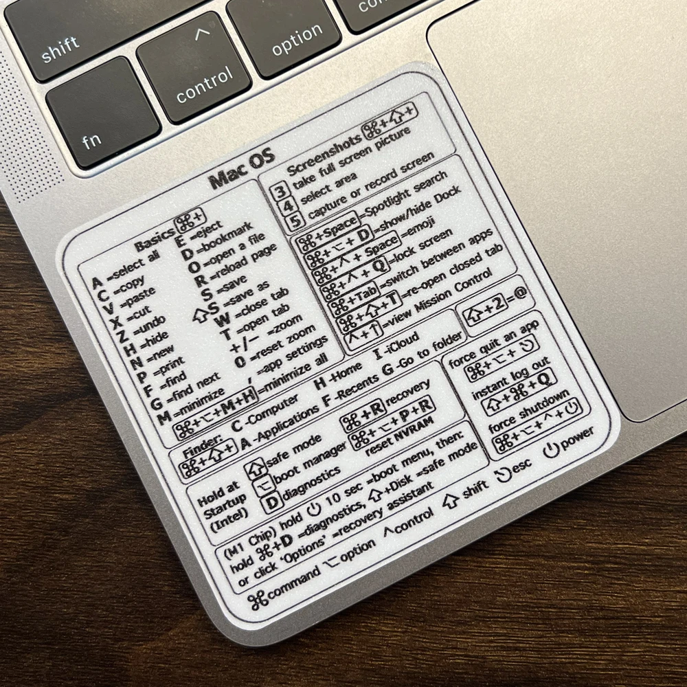 Shortcuts Sticker for Apple Mac OS System, 2023 New Shortcut key sticker for 13-16" MacBook Pro 13 /Air 13  Windows Palm Rest