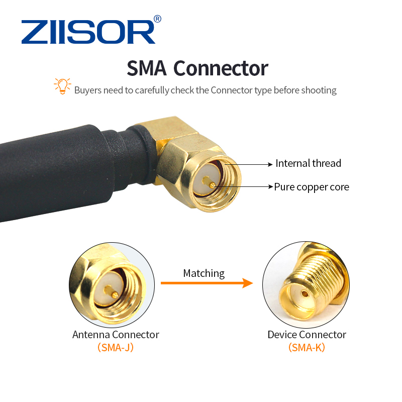 ZIISOR 10 Stück 2,4 GHz Router-Antenne Wifi 2,4 GHz Omni-Modem-Antenne SMA-Stecker für DTU-Modul-Repeater-Antenne