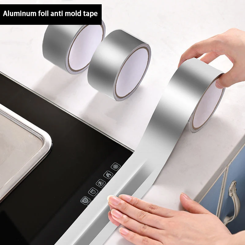 ห้องครัวอลูมิเนียมฟอยล์เทปอุณหภูมิสูงCooktop Self-Adhesive Greaseproofสติกเกอร์Moisture-Proofโรคราน้ําค้างกันน้ําตะเข็บทะเล