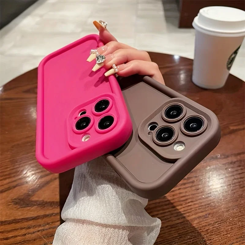 Funda de silicona de Color caramelo de lujo para iPhone, 11, 13, 12, 14, 15, 16 Pro Max, 15 Pro, XS, XR, XS Max, 7, 8, 14 PLUS, SE 2022, cubierta a prueba de golpes