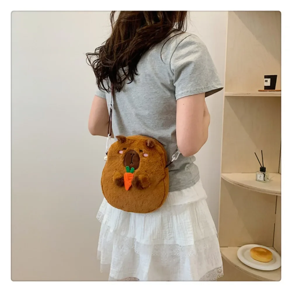 ความจุขนาดใหญ่ Capybara Plush กระเป๋าสะพายการ์ตูน Capybara กระเป๋าถือ Unisex Capybara กระเป๋าถือ