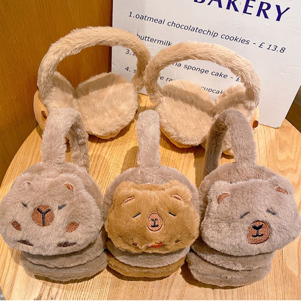 New Capybara Ear Warm Earmuffs Cartoon Plush Ear Cover Warmth Windproof Soft Winter Earflaps Kids