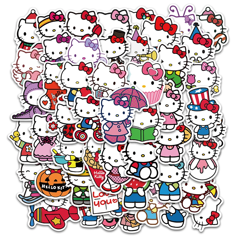 Sanrio kuromi adesivos kawaii olá kitty decalques à prova dwaterproof água para crianças meninas diy portátil telefone diário bonito dos desenhos animados sanrio adesivo