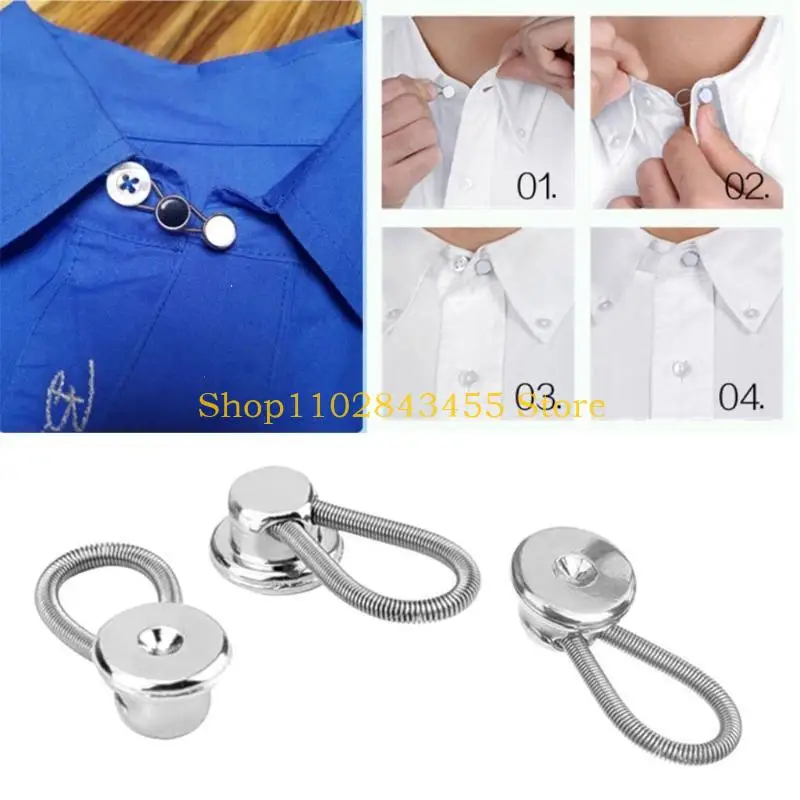 49MC 12 peças extensores colarinho camisa ajustáveis ​​com elasticidade e botão extensão
