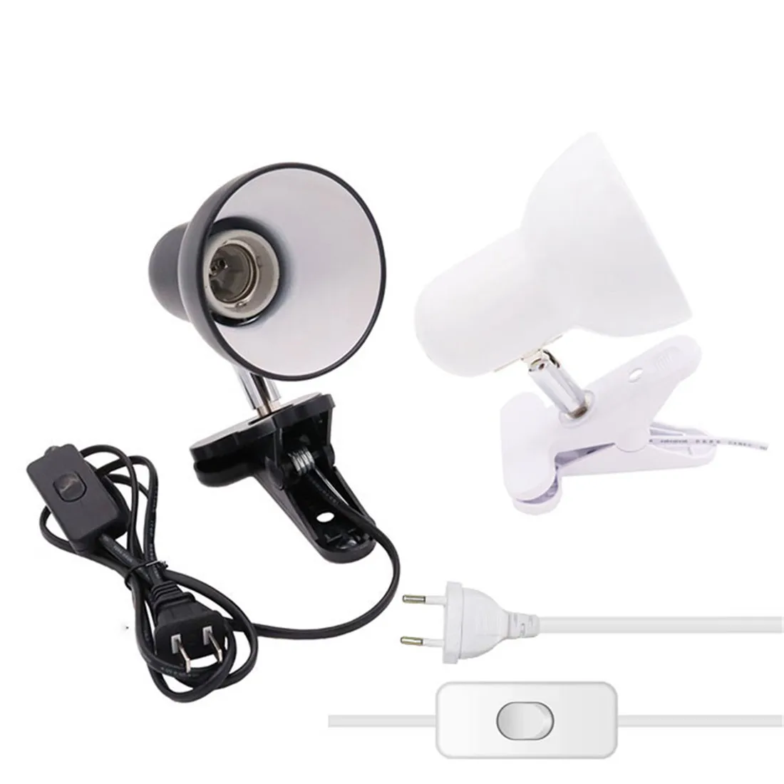 Đen Trắng E27 Để Bàn Cho Phòng Ký Túc Xá Kẹp DIY Đèn Bàn Giá Đỡ Có Thể Thay Thế Đèn Đèn Led Để Bàn Kẹp đèn Đọc Sách
