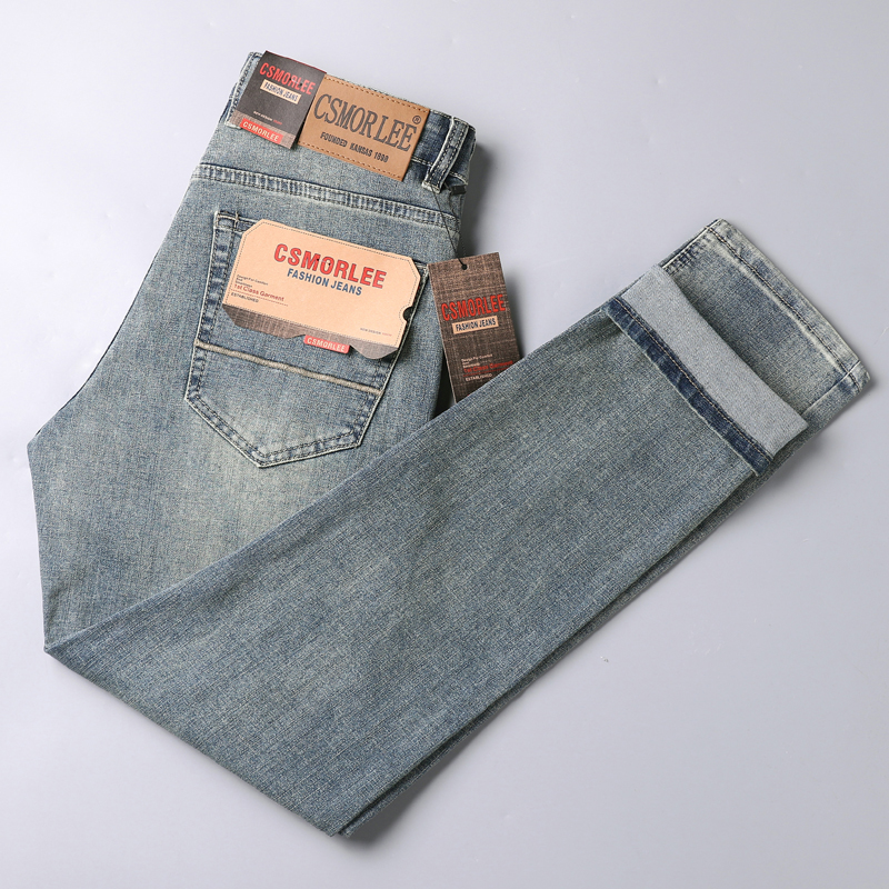 CsmorLee Herren-Jeans, lockere Passform, gerades Bein, trendige lange Hose, lässige, bequeme Denim-Hose