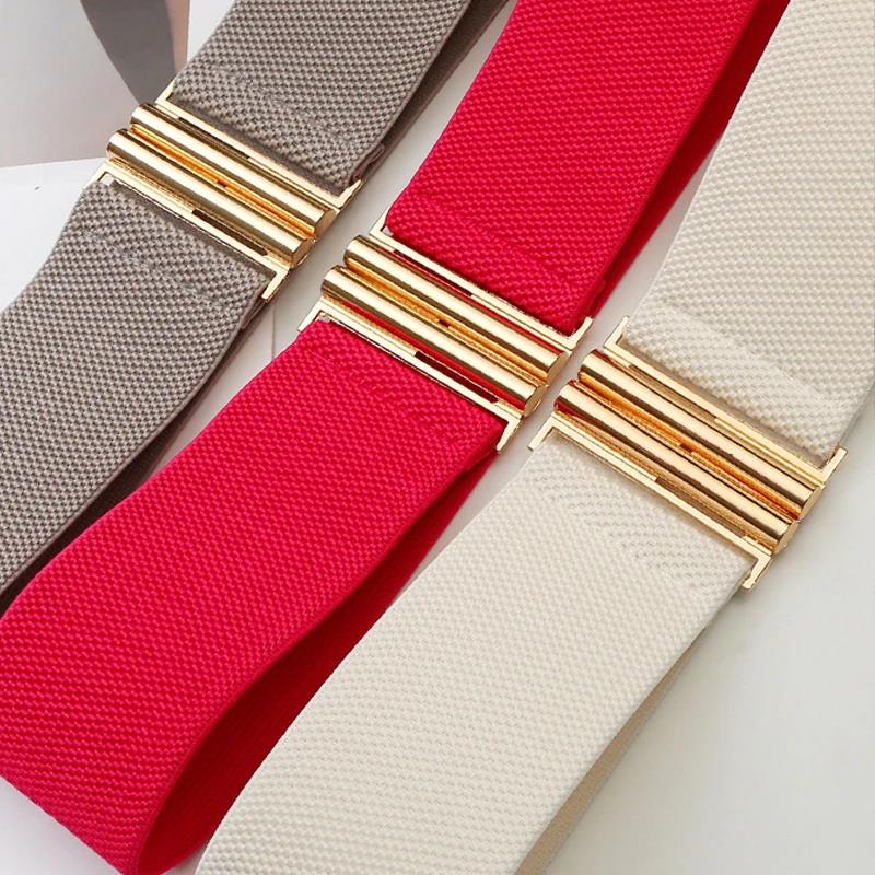 Cinturón elástico de 6cm de ancho para mujer, corsé de Color sólido, hebilla de Metal, faja de moda para mujer