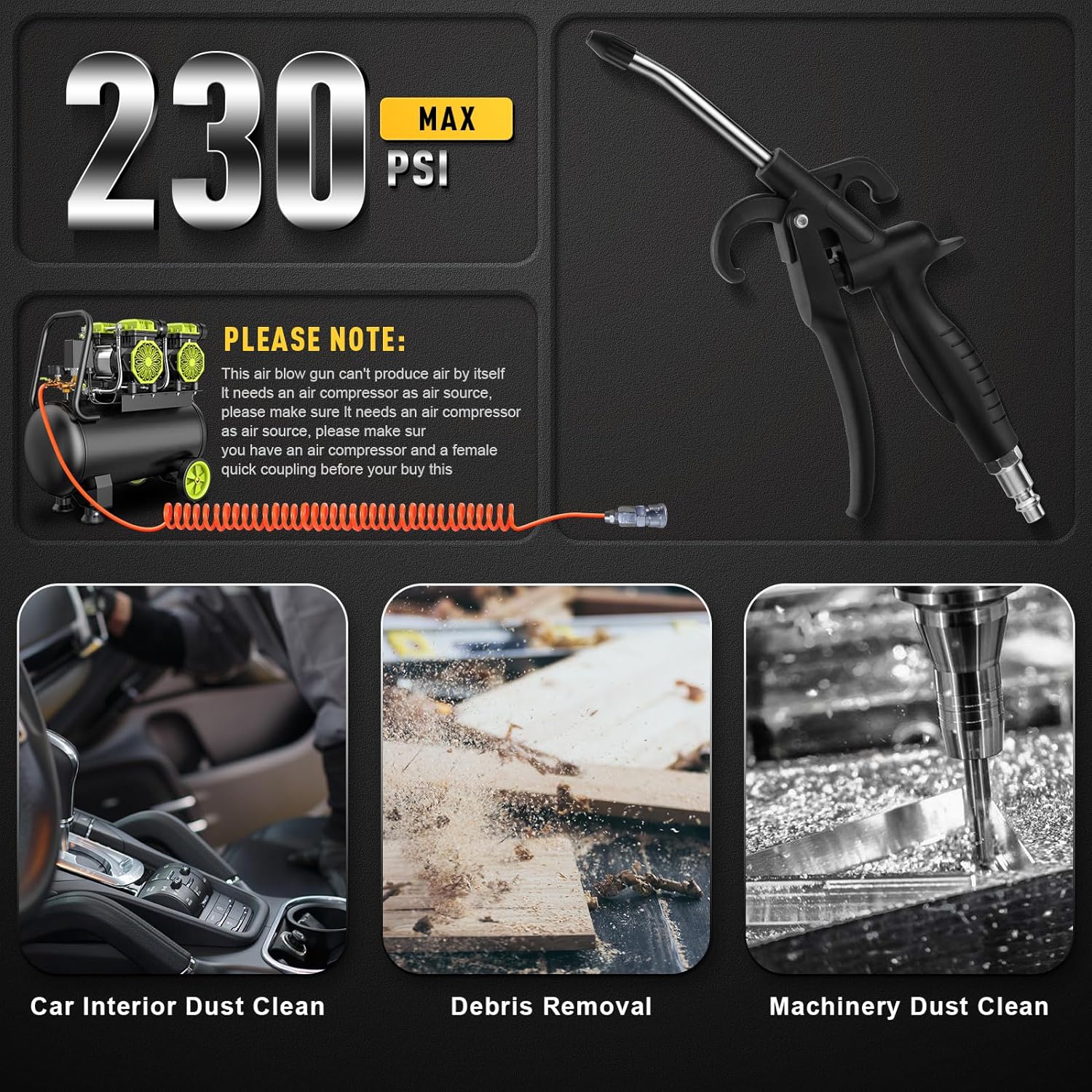 High Pressure Air Dust Collector, Pneumatic Tool Parts, Rust Proof Air Blower, Industrial Cleaning Tool Quick Connection