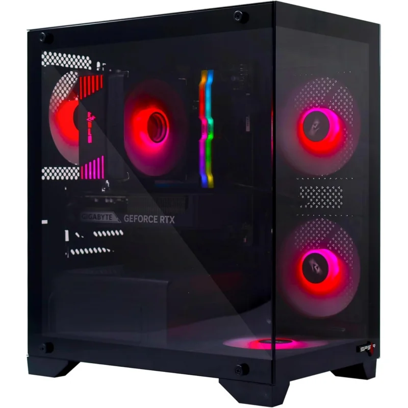 PC para juegos – Core i5-14400F, RTX 5060Ti 8GB, 16GB DDR5, 1TB NVMe SSD 3300MB/s, fuente de alimentación de 700W, caja ARGB mATX con 4 ventiladores ARGB y control remoto