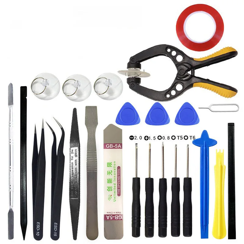 Kit de teléfono móvil con apertura de pantalla 22/24/26 en 1, pinzas, destornilladores, desmontaje para iPhone, Samsung, herramienta de reparación de pantalla