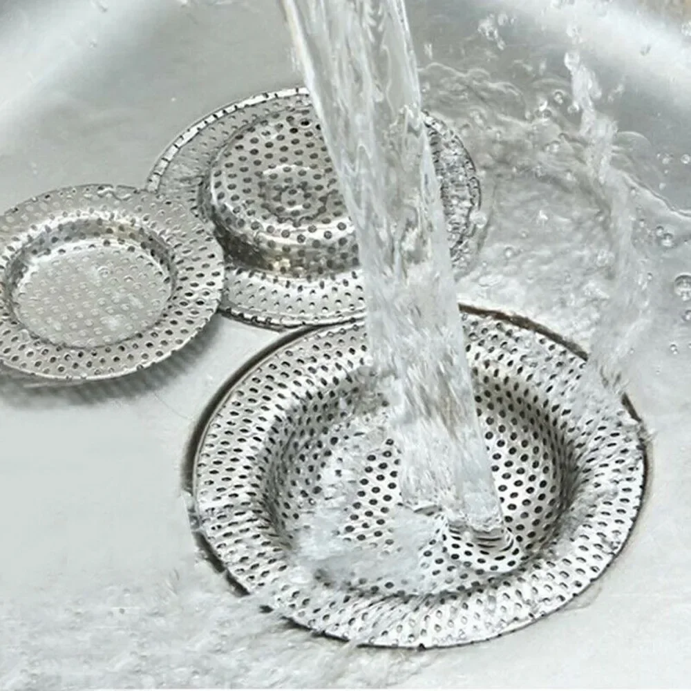 Filtros de pia de água, filtro de malha, ferramenta de cozinha, aço inoxidável, drenos de chão do banheiro, chuveiro, captura de cabelo, ferramentas rolha