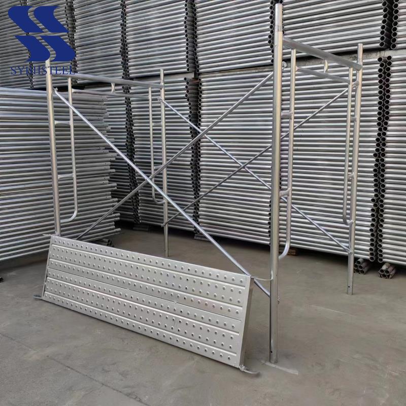 Durable Galvanized Frame Scaffolding System Steel Tube Ladder Scaffolding Heavy Duty Support for Construction Site Projects