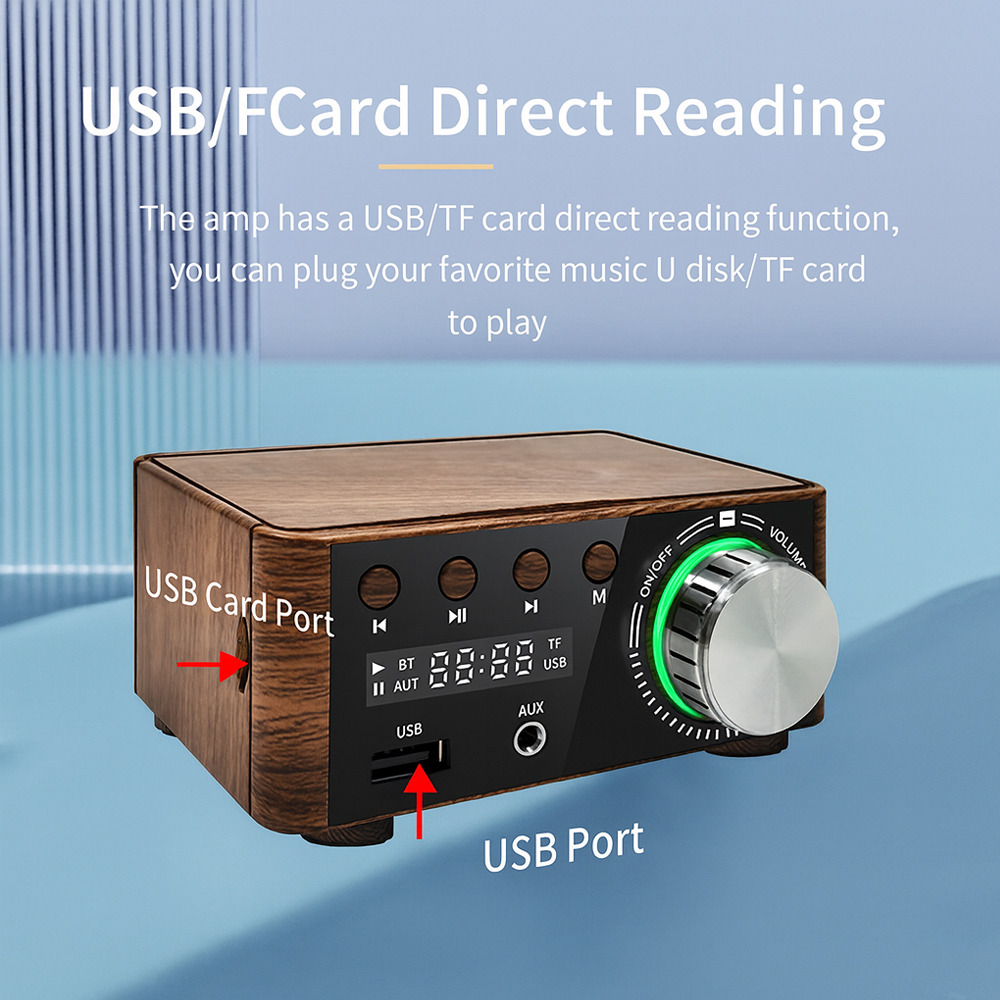 TPA3116 Bluetooth Versterker Board 50W×2 HiFi Digitale Audio Amp 5.0 Ondersteuning USB TF AUX RCA 12V-24V-Geen Power Adapter