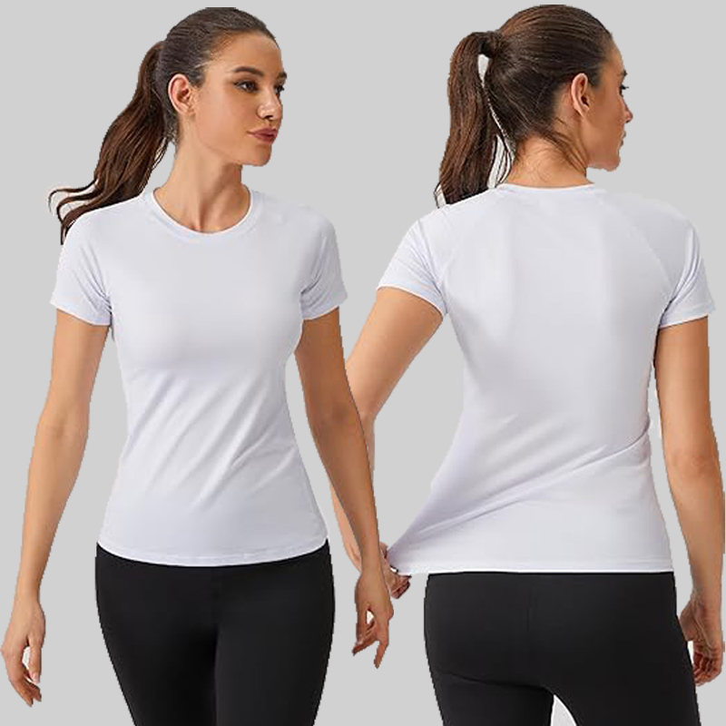 Compressieshirt voor dames, atletisch yoga-hardloop-T-shirt met korte mouwen, zomer, gym, training, sneldrogend, rekbare tees, tops, basislaag