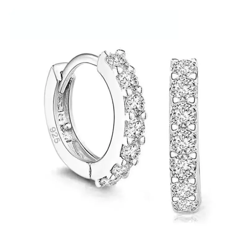 Envío rápido, joyería romántica de lujo para mujer, pendientes de aro de cristal con diamantes de imitación chapados en plata esterlina 925 para mujer, venta al por mayor