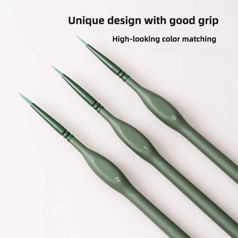 3 Pcs Set Digital Oil Painting Hook Line Pen Watercolor Extremely Fine Hand Drawn Nylon Hair Brush Triangle Wooden Rod Drawing