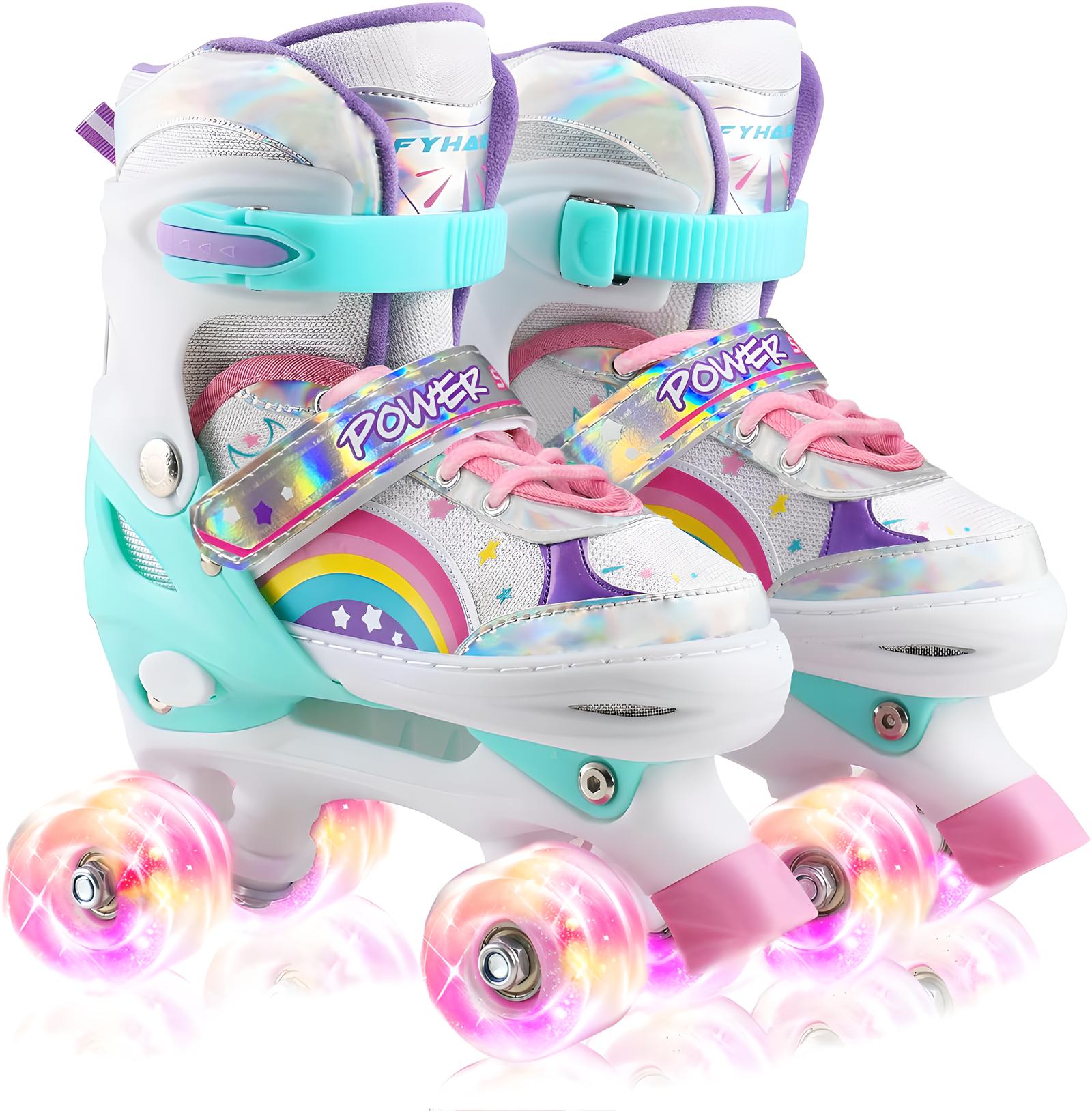 Jungen Mädchen Kinder Skates Kinder Rollschuhe Skating Schuhe PU Blinkt 4 Räder Rollschuhe Schiebe Einstellbare Quad Turnschuhe