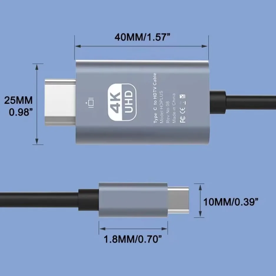 USB C To HDMI-compatible Adapter Cable Type C To HD 4k 30Hz USB C Cable Extend Screen Laptop Projector High Definition Adapter
