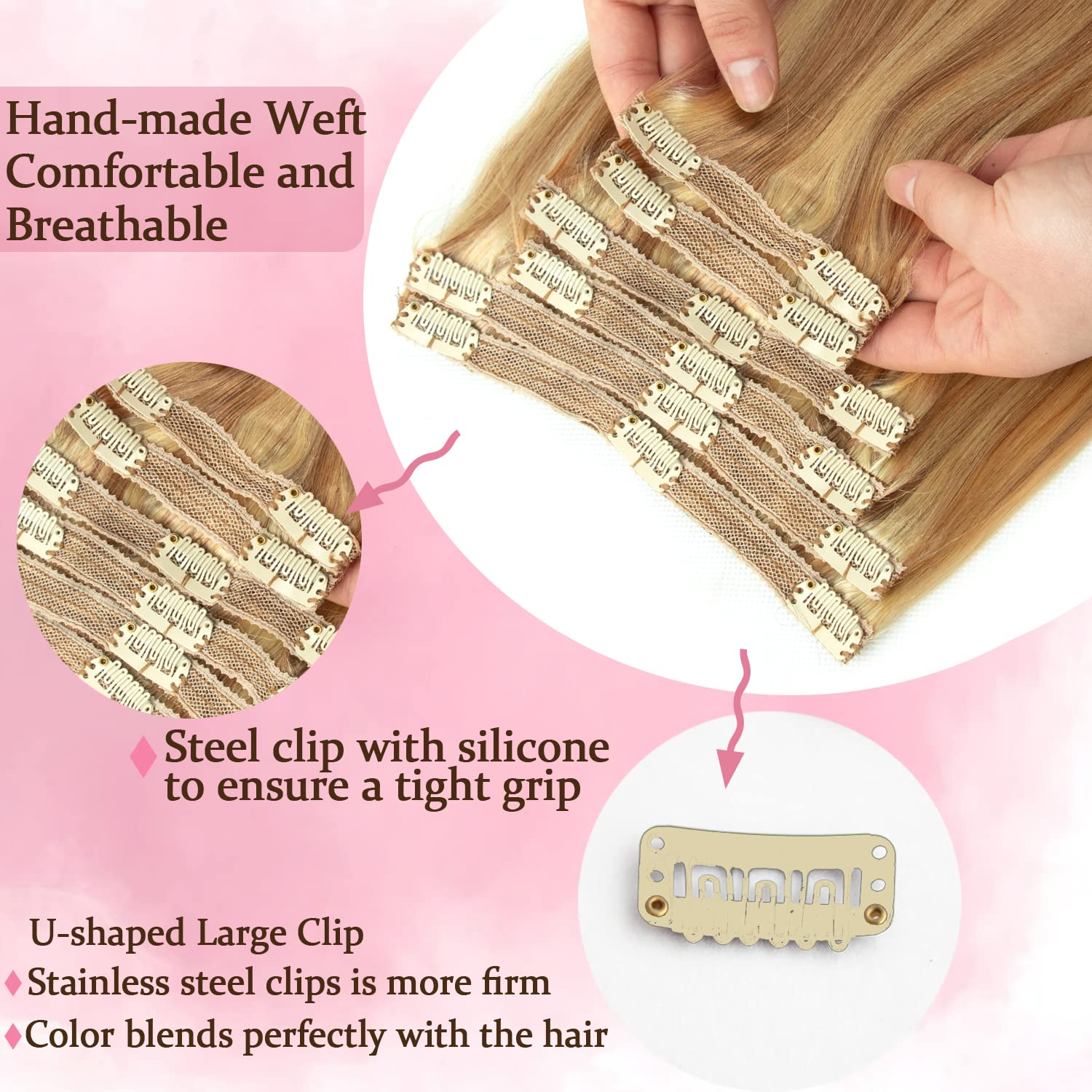 8 pièces pince dans les Extensions de cheveux 100% cheveux humains P8/613 couleur brun mettre en évidence Blonde pour les femmes usage quotidien vrais cheveux naturel noir 4 #