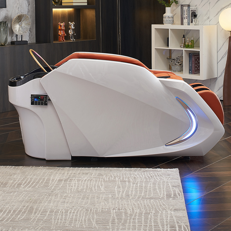 Cama de champú de masaje eléctrico para peluquería, tratamiento de cabeza, fumigación, lavado automático