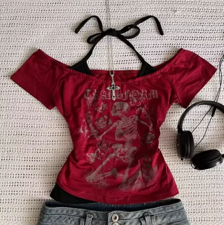 Millennium 2000s y2k colheita estética doce e sexy colete feminino sem mangas casual anime impresso colete harajuku vermelho completo outfit em