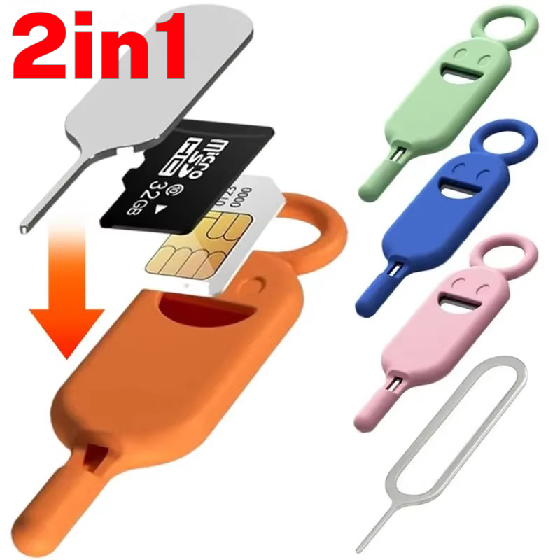 Pin de aguja de extracción de tarjeta SIM 2 en 1 con soporte Protector, estuche de almacenamiento para tarjetas SIM, teléfono antipérdida, bandeja eyectora, abridor de agujas