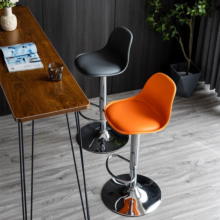 Adjustable Leather Upholstered Bar Stools for Bar Modern Swivel Bar Chair Barstools Counter Height with Backrest Chaises Chair