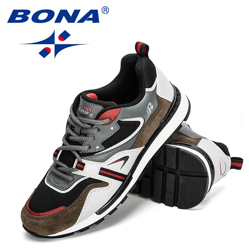 BONA นักออกแบบใหม่ Action หนังกีฬารองเท้ารองเท้าผ้าใบรองเท้าวิ่งรองเท้าผู้ชายเทนนิสชายเดินรองเท้าอินเทรนด์ฟิตเนส