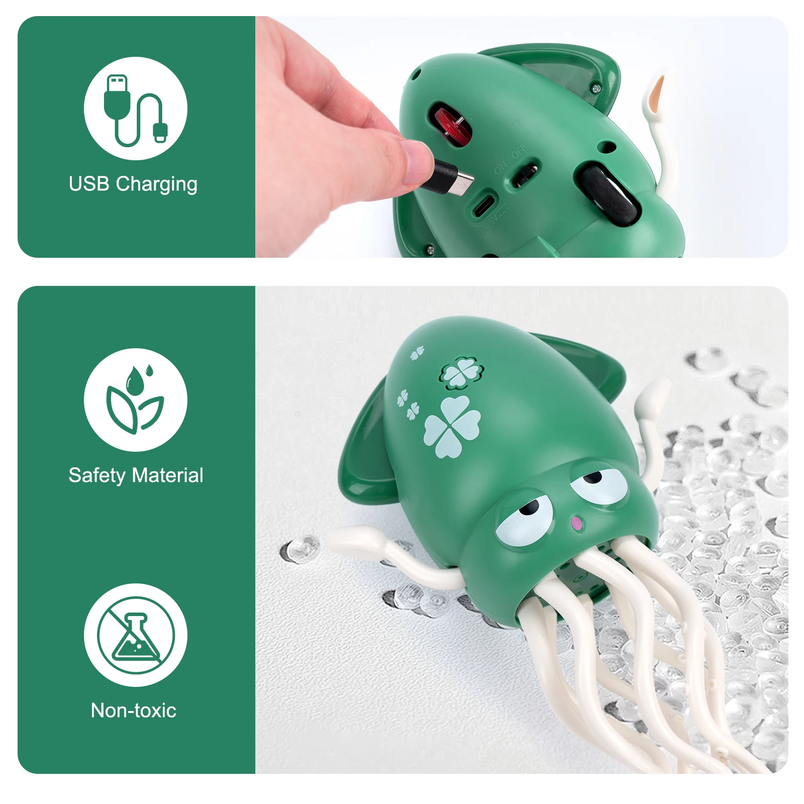 Dancing Squid Kids Electronic Pet Toys Interactive Development Toys Induction Lying Flat Squid with Light&Music Tummy Time Gifts