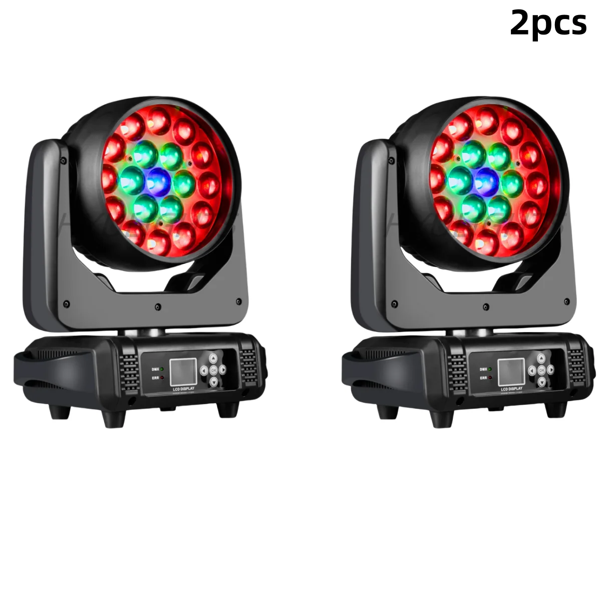 2 pçs 19x15w led zoom feixe de lavagem círculo controle movendo a cabeça luz rgbw 4in1 profissional dj/bar led máquina palco dmx512 dj luzes