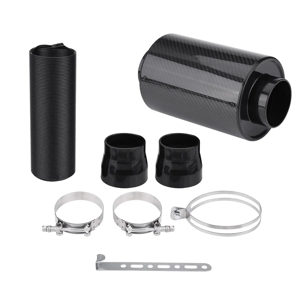 76mm 3 "Universal-Kohle faser Induktion filter box Kaltluft ansaugsystem mit Ansaug schlauch Kaltluft ansaugsystem Ansaug schlauch