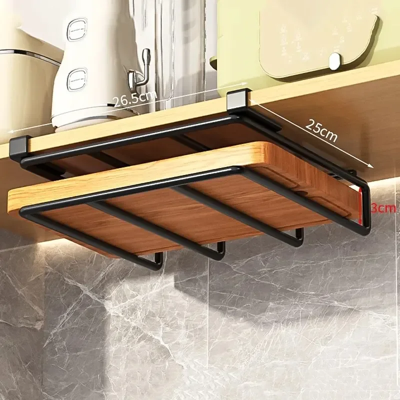 Küche Hängen Organizer Rack mit Haken Unter Schrank Papier Handtuch Lumpen Aufhänger Schneiden Bord Topf Abdeckung Halter Lagerung Regal