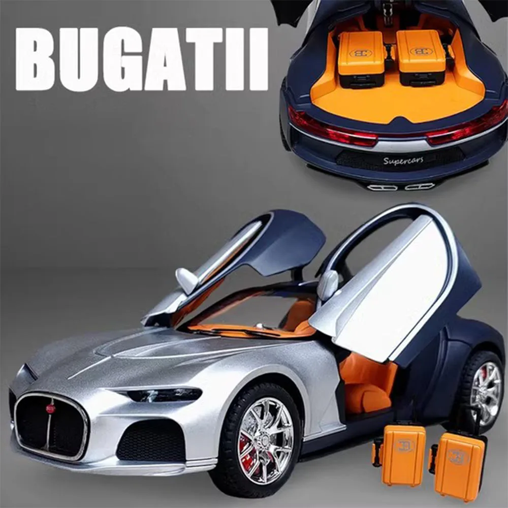 1/24 スケールブガッティアトランティックおもちゃモデルカー合金ダイキャストモデル車両ライトサウンドスーパースポーツカー男の子の誕生日プレゼント
