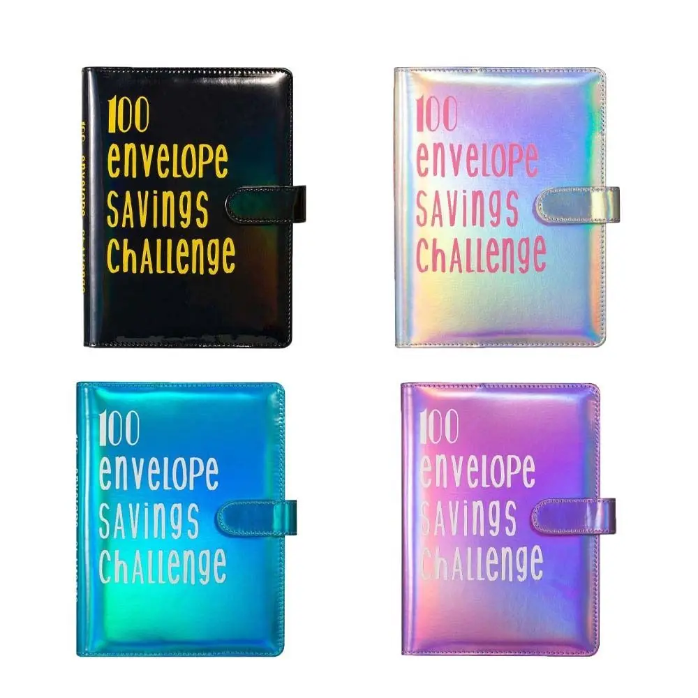 A5 ขนาด Challenge Budget Binder Envelope 100 วัน 100 ซอง Challenge Notebook พราวสีหนัง PU