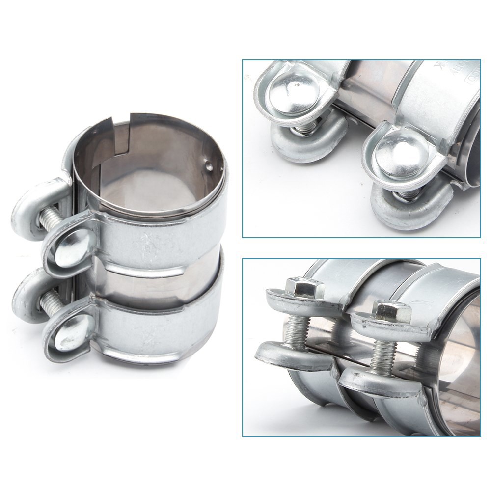 Universal 2"/2.5" Exhaust Clamp, Lap Joint+Bolts Band Flanges Clamp for Secure Sealing, for Mufflers Downpipes Catback Systems