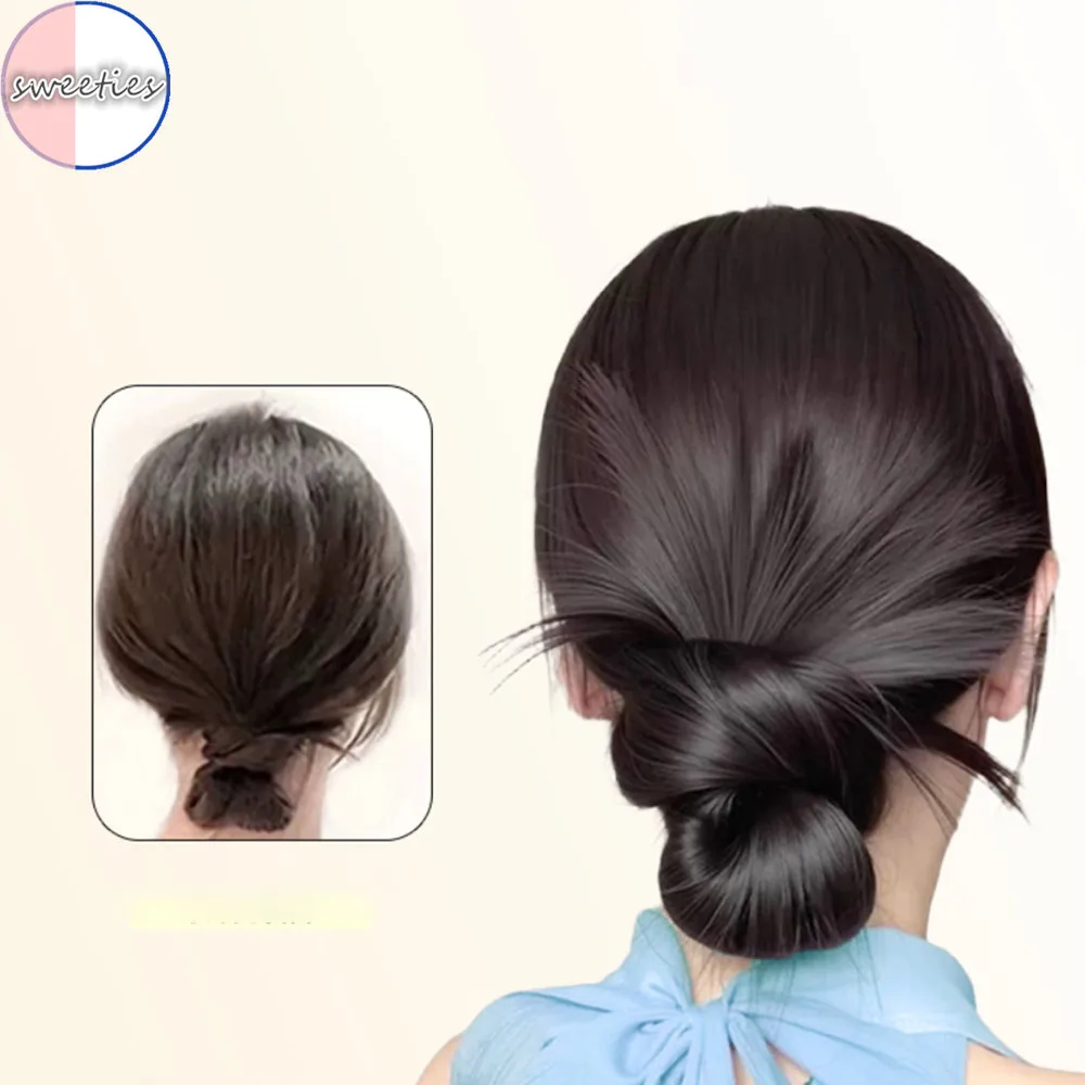 Y2k Chicken Nest Bun Damska peruka syntetyczna w stylu koreańskim Leniwy pączek kwiatowy Słodka i elegancka torba na perukę