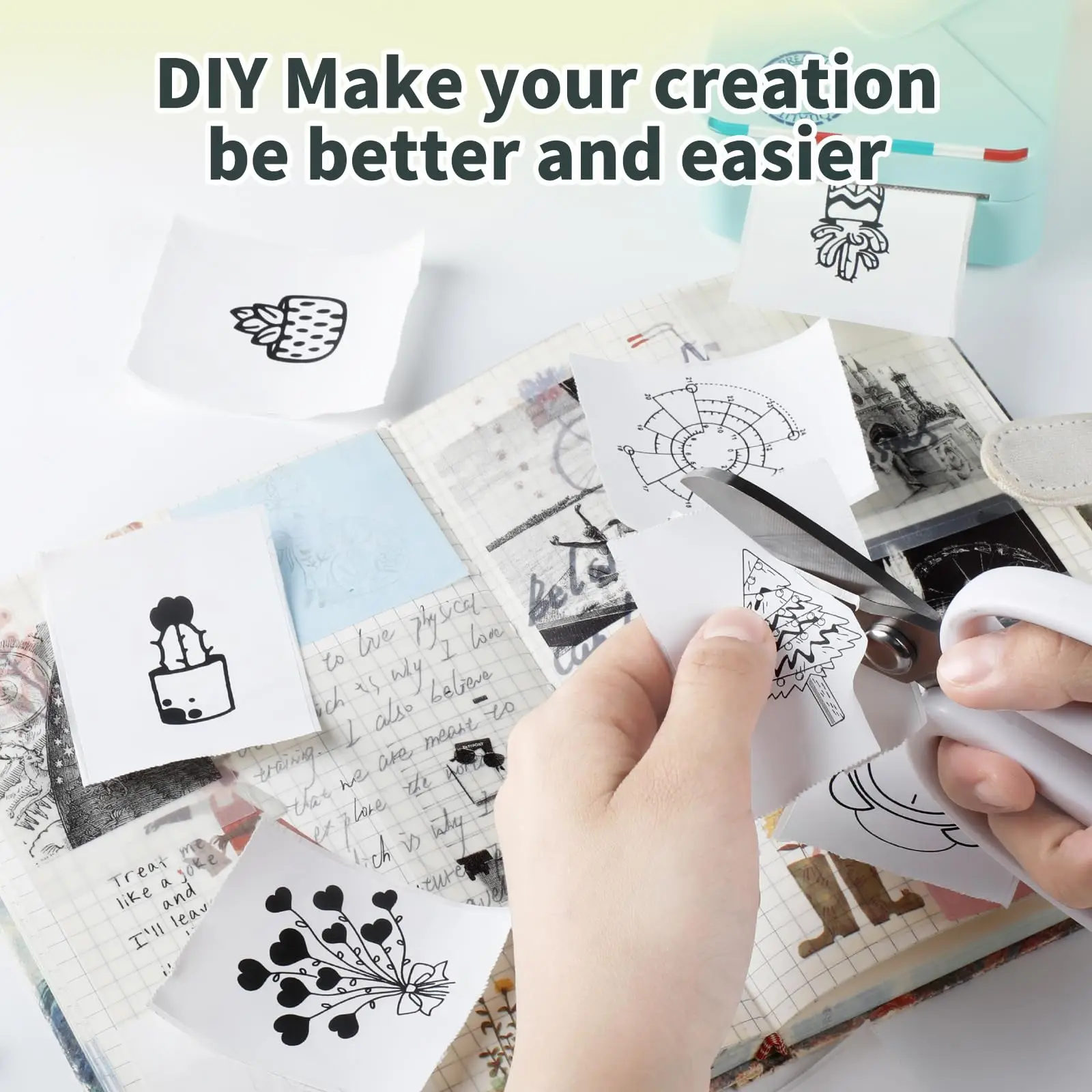 Самоклеящаяся термобумага T02 для мини-принтера наклеек M02/T02/M02 Pro/M02S/M03/M03AS/M04S/M04AS, черный на белом, 50 мм x 3,5 м