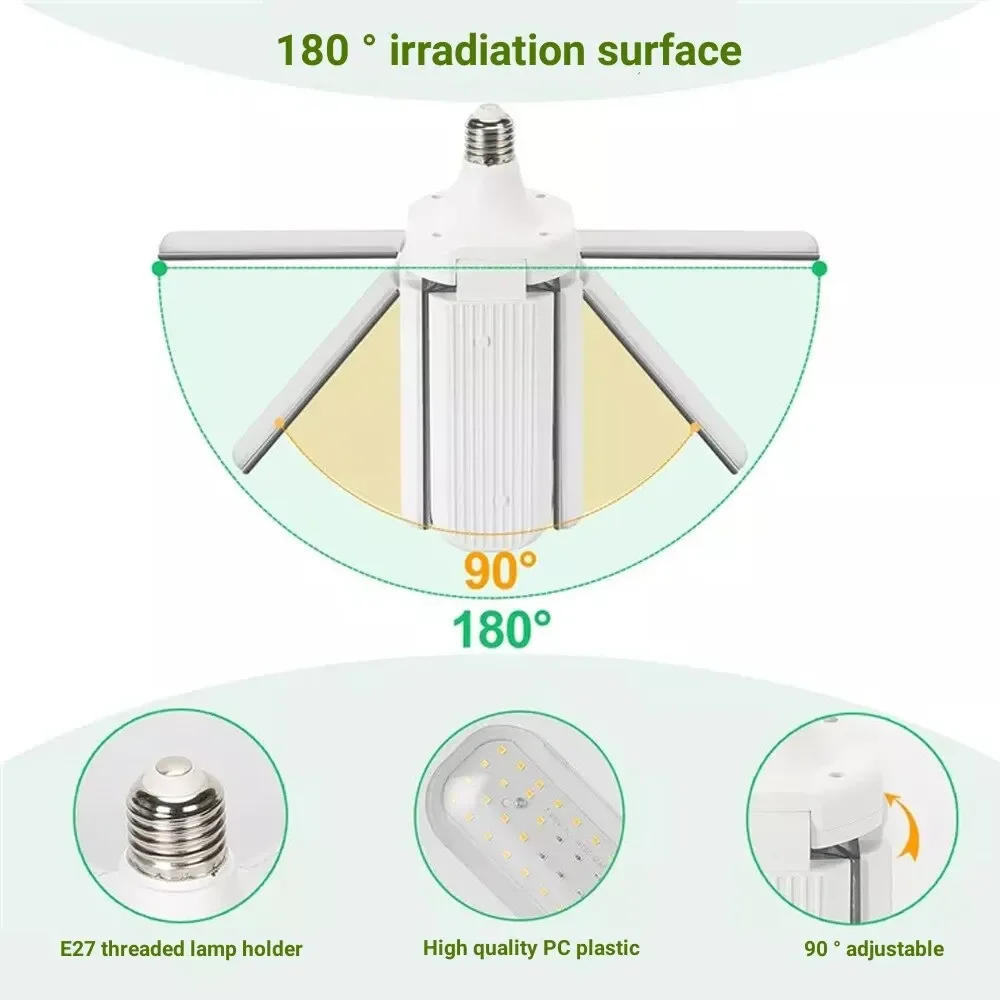 24W 36W 48W พับ Grow Light LED เต็มสเปกตรัม E27 ปลูกพืช Phytolamp หลอดไฟสําหรับในร่มพืชดอกไม้ต้นกล้า Grow