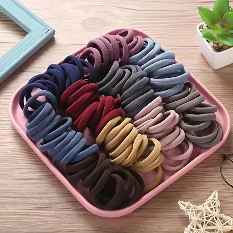 Nuevo 50 unids/set mujeres niñas colores caramelo Nylon básico Scrunchie lazo para el cabello Cola de Caballo sujetar bandas de goma para el cabello accesorios para el cabello de moda
