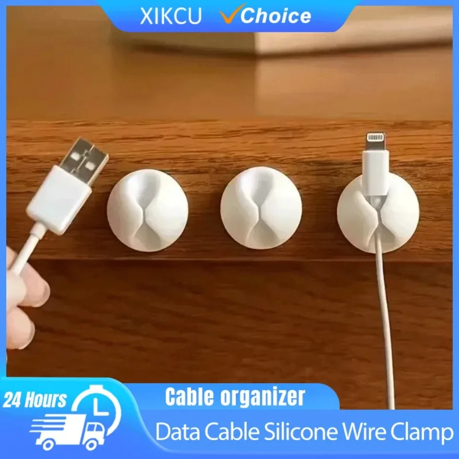 1/5/10/20PCS USB Type-C มินิเดสก์ท็อปซิลิโคนลวด CLAMP ข้อมูลสายลวดอุปกรณ์ยึดข้อมูลสายสําหรับสมาร์ทโฟนรถคลิป