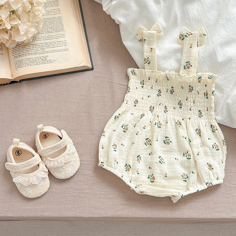 Sommer Outfit Kinder Baby Kleidung Baumwolle Ärmellose Strampler Neugeborene Mädchen Kleidung Kleinkinder Blume Bogen Kinder einteiliges Bodys