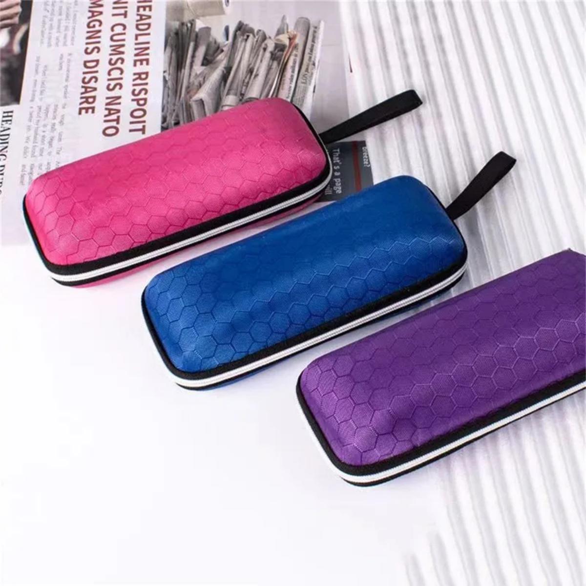 Custodia per occhiali con motivo a nido d'ape 1pc custodia protettiva per occhiali rigida minimalista con cerniera scatola portaoggetti per occhiali (blu/rosa/grigio/viola/nero)
