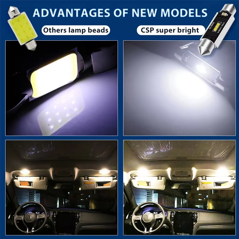 1x CSP 1860 C5W LED Car 31mm 36mm 39mm 41mm Festoon Reading Light Auto Interior Dome Vehicle Trunk Door Lamp Bulb 6000k DC12V