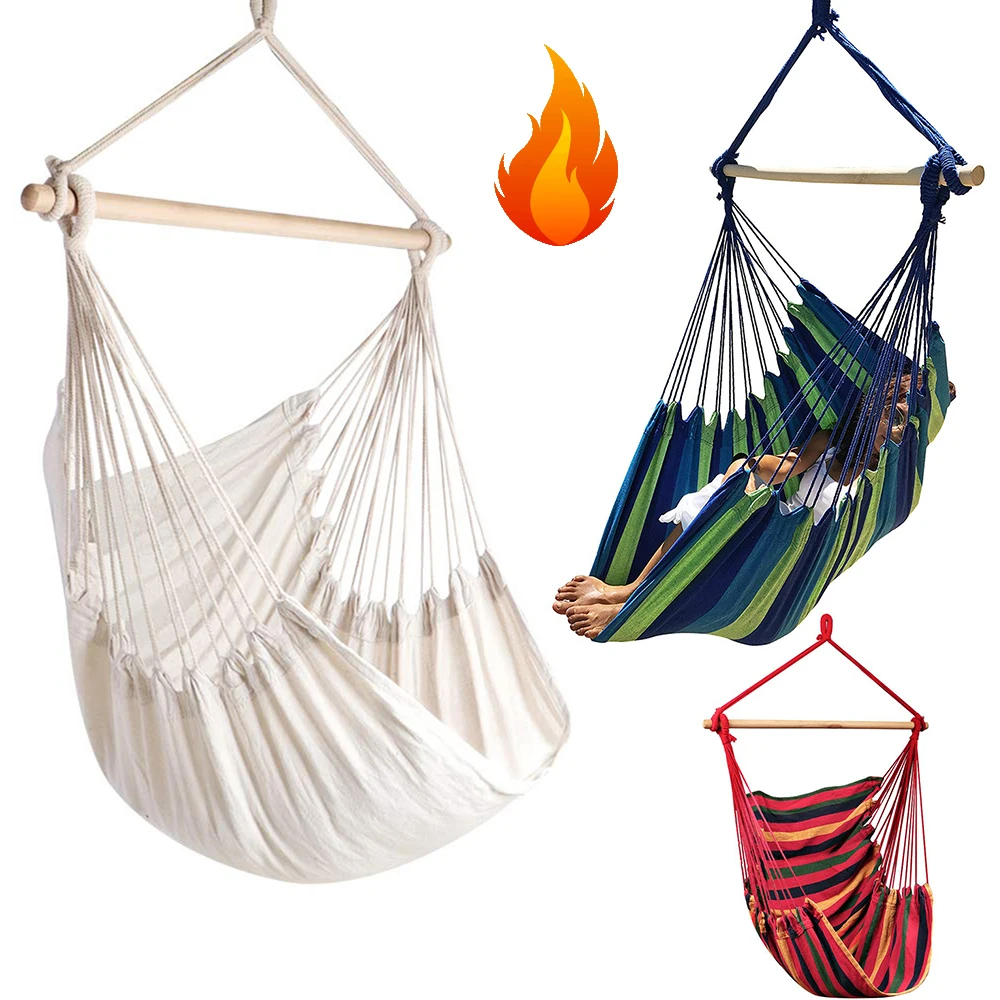 Indoor e Outdoor borlas Hammock, Algodão Branco Swing Chair, Quarto Romântico Pendurado Bed, Praia, Jardim Pátio
