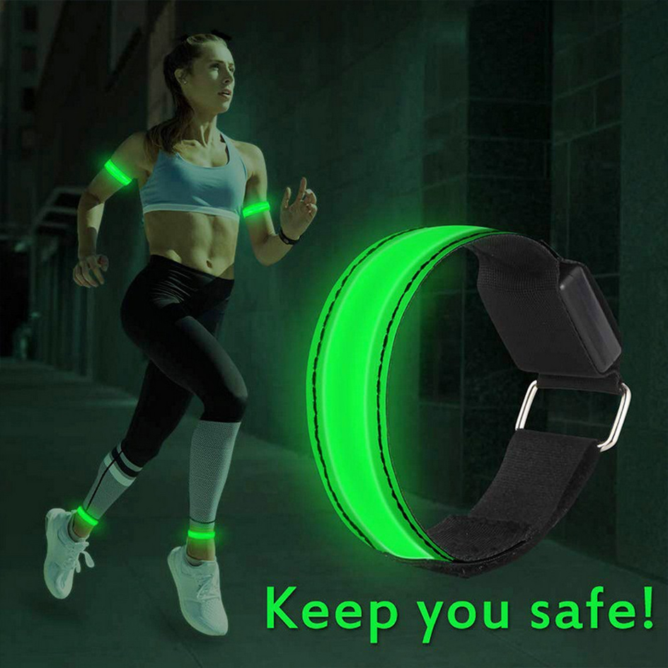 Lampe de bras avec LED pour le Jogging de nuit, réflecteur d'avertissement de sécurité, batterie/chargeur USB