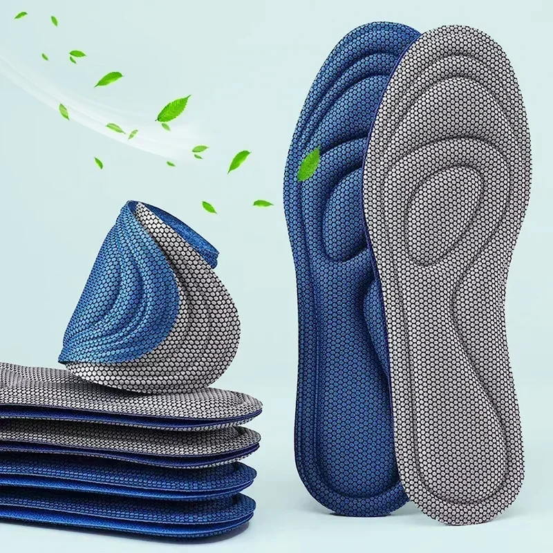 Plantillas ortopédicas de espuma viscoelástica para zapatos, desodorización antibacteriana, absorción de sudor, calzado deportivo, almohadillas para correr, 2 pares