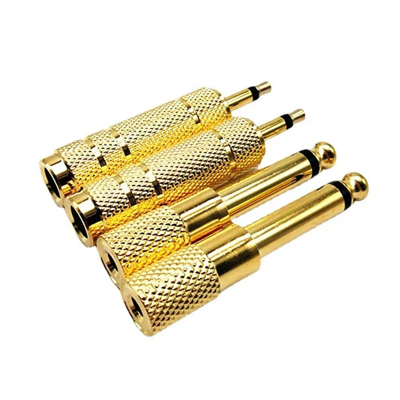 Gold Plate 6.35mm Male to 3.5mm Female Mono Jack Plug Single Audio Cable Adapter Microphone Earphone Amplifier Converter