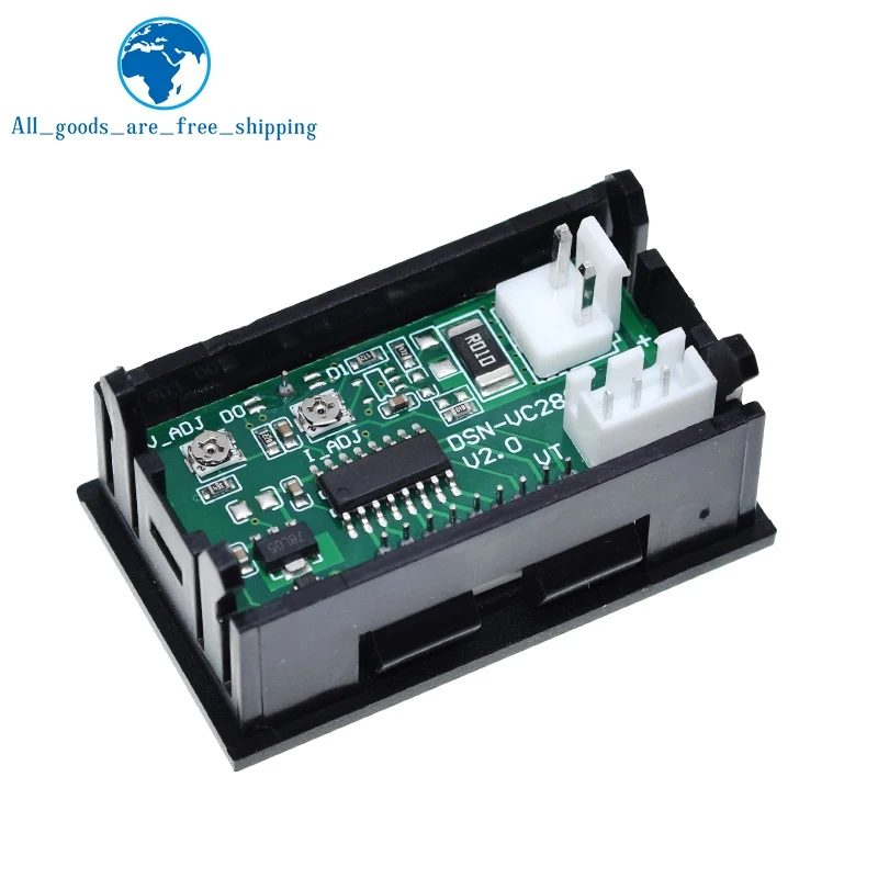 TZT DC 0-100V 10A Kỹ Thuật Số Khuếch Kép Hiển Thị Điện Áp Dòng Dò Thước Panel Amp Volt Đo 0.28 "Đỏ Đèn LED Màu Xanh Dương