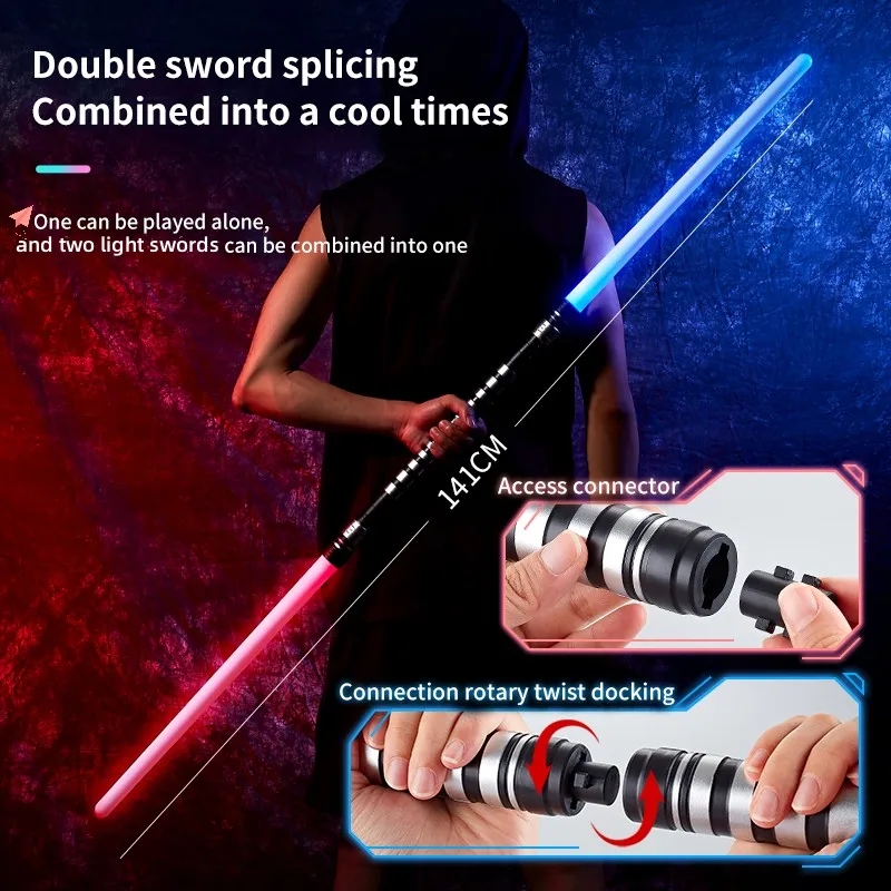 75cm RGB Lightsaber 2 in 1 7 colors Party Glow Swords Light Saber for 3+ Kids Laser Sword Toy