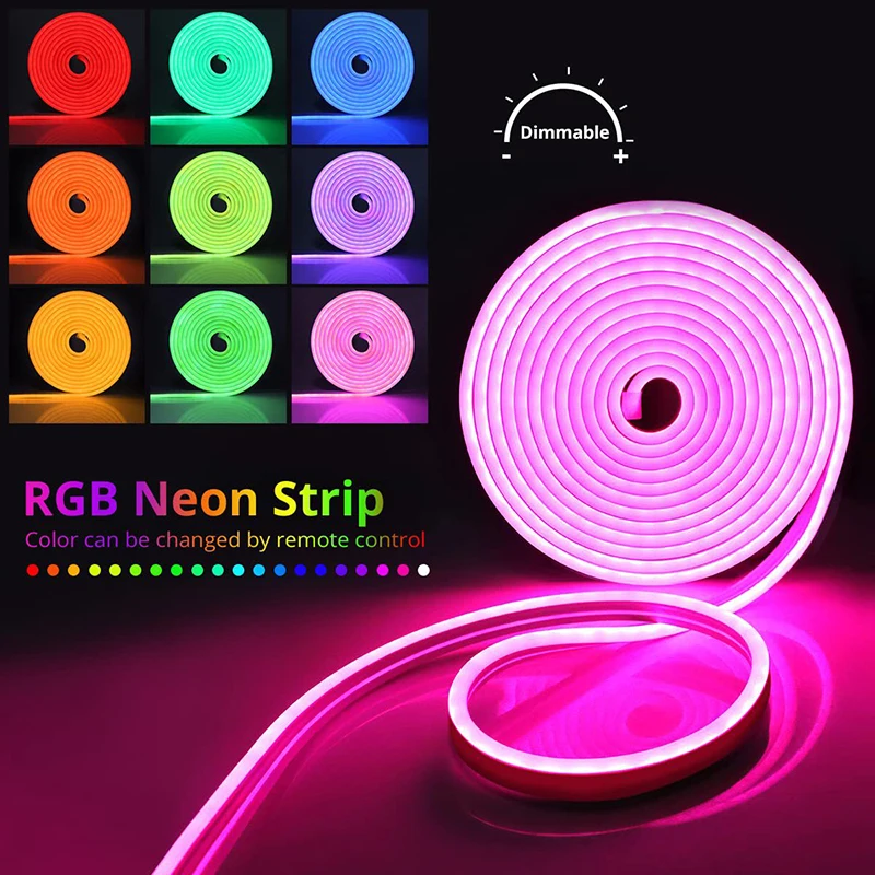 5V USB TUYA WIFI Neon LED Strip Lights RGB Silicone Neon Lamp Rope with WIFI App and Remote for DIY Neon Deocoration Lighting